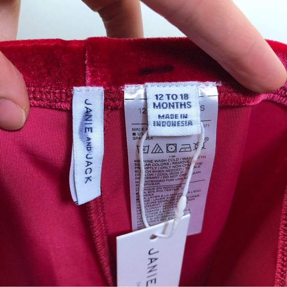 Janie and Jack Girls Toddler Baby Velvet Leggings Red Soft NEW Preppy Stretch - Picture 9 of 9